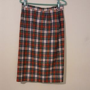 Vintage Pendleton Red and Green Plaid  Skirt (No Size Tag,Measurements In Photo)